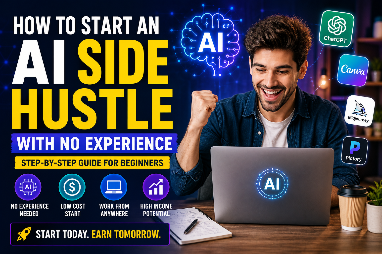 How to start an AI side hustle with no experience using AI tools to earn money online in 2026
