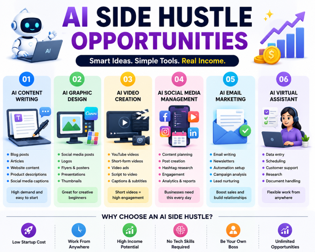 Popular AI Side Hustle Ideas for Remote Income
